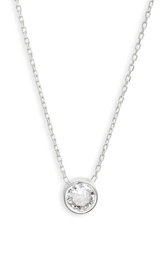 SHYMI Mini Bezel Pendant Necklace in Silver/White/round Cut at Nordstrom, Size 16