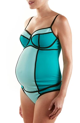 Cache Coeur Rosy Two-Piece Colorblock Maternity Tankini Swimsuit at Nordstrom,