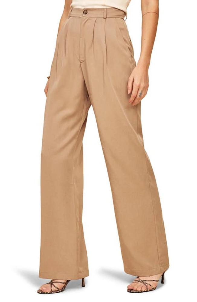 Reformation Mason High Waist Wide Leg Pants Khaki at Nordstrom,