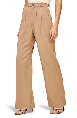 Reformation Mason High Waist Wide Leg Pants Khaki at Nordstrom,