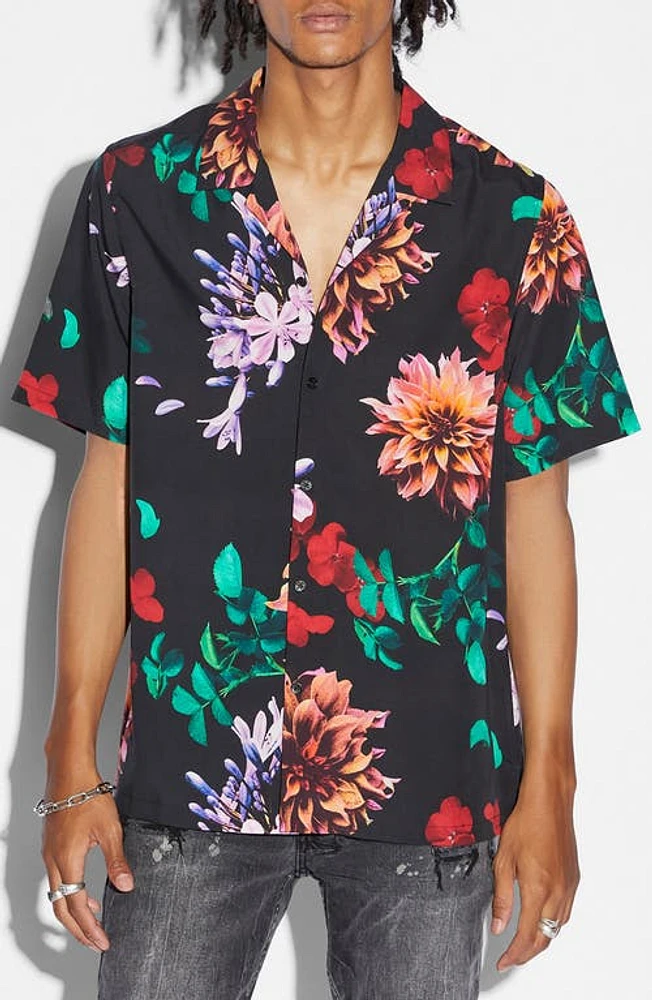 Ksubi Flowa Camp Shirt Black at Nordstrom,