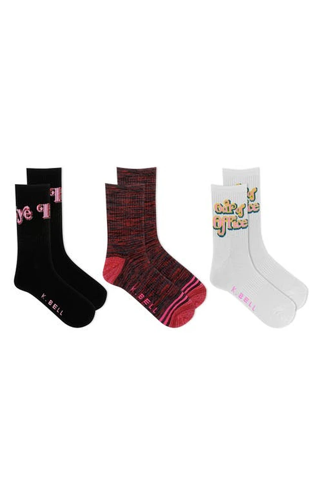 K Bell Socks 3-Pack Assorted Active Crew Socks in Bast at Nordstrom, Size 9