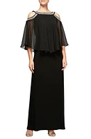 Alex Evenings Embellished Cold Shoulder Popover Formal Gown at Nordstrom,