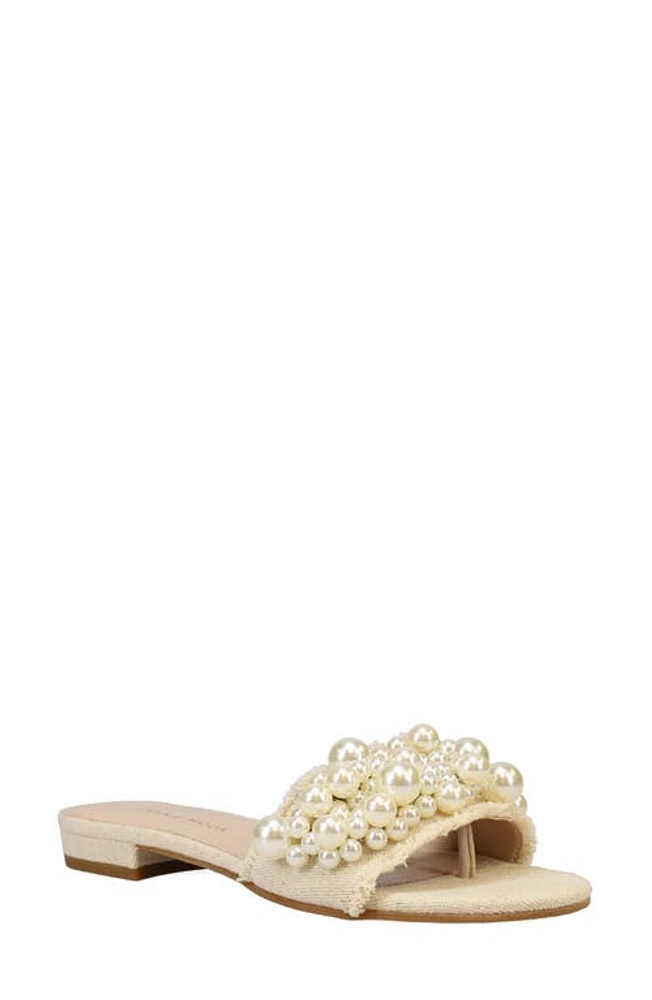 Pelle Moda Bayer Imitation Pearl Slide Sandal Natural at Nordstrom,