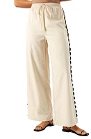 Petal & Pup Mollymook Rickrack Trim Cotton Wide Leg Pants Black Cream at Nordstrom,