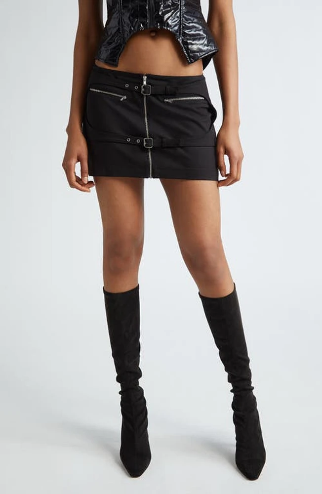 Miaou Gianna Double Belted Miniskirt Black at Nordstrom,