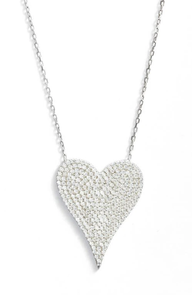 SHYMI Pavé Heart Pendant Necklace in Silver at Nordstrom, Size 18