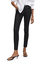 MANGO Coated Mid Rise Skinny Push-Up Jeans Black at Nordstrom,