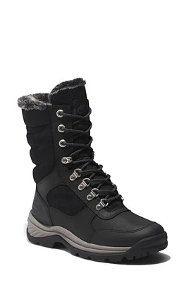 Timberland White Ledge Faux Shearling Insulated Waterproof Hiking Boot Black Full Grain at Nordstrom,