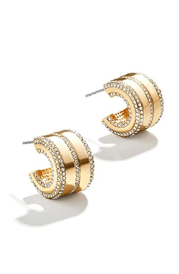 BaubleBar Pavé Round Hoop Earrings in Gold at Nordstrom