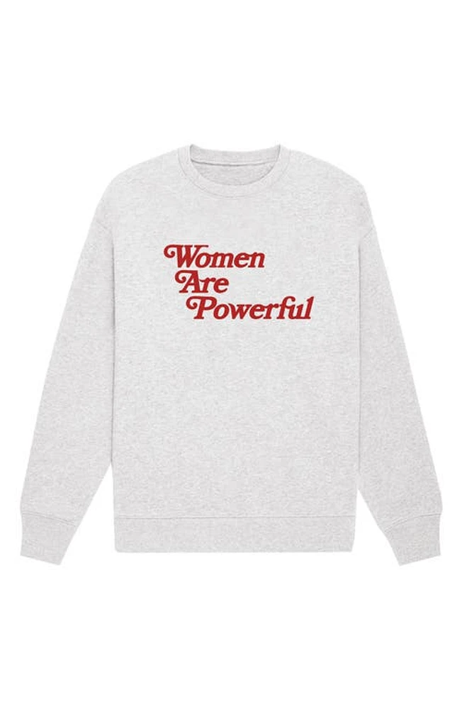 One DNA Gender Inclusive Women are Powerful Fleece Graphic Sweatshirt Ash Gray/Red at Nordstrom,