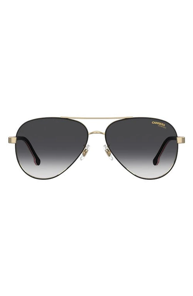 Carrera Eyewear 58mm Aviator Sunglasses in Black Gold/Grey Shaded at Nordstrom