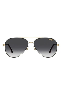 Carrera Eyewear 58mm Aviator Sunglasses in Black Gold/Grey Shaded at Nordstrom