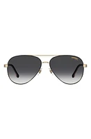 Carrera Eyewear 58mm Aviator Sunglasses in Black Gold/Grey Shaded at Nordstrom