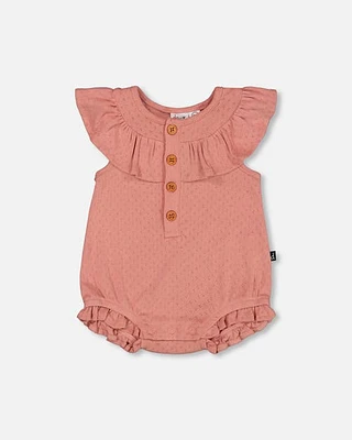 Deux Par Deux Baby Girl's Organic Cotton Pointelle Knit Romper Old Rose at Nordstrom