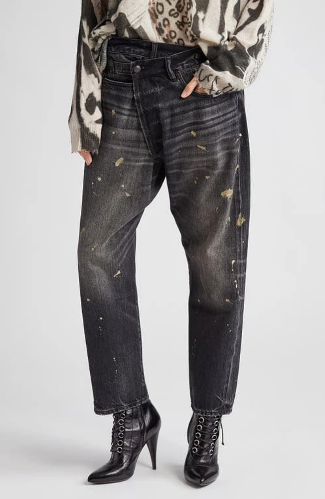 R13 Crossover Paint Splatter Jeans Eton Black Selvedge at Nordstrom,