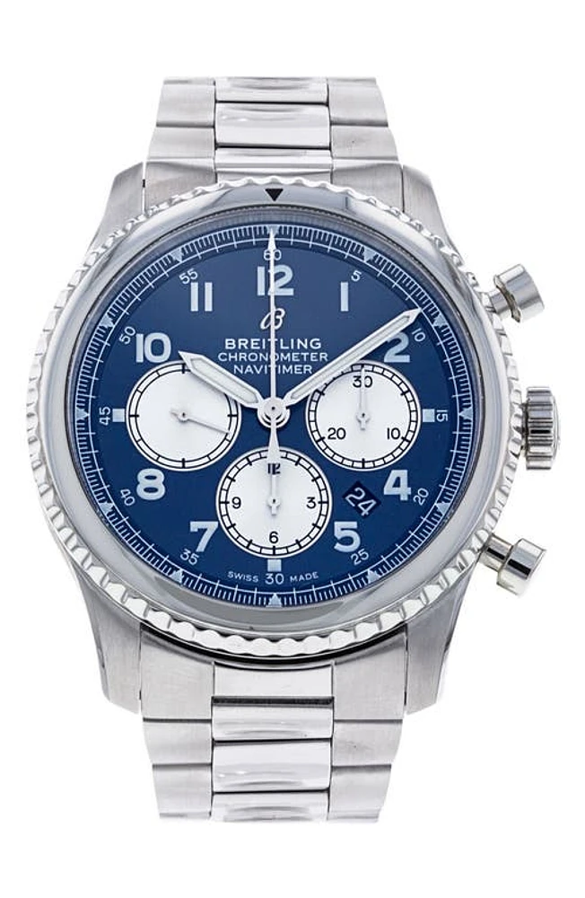 Watchfinder & Co. Breitling Preowned Navitimer 8 Chronograph Bracelet Watch, 43mm in Silver /Blue at Nordstrom