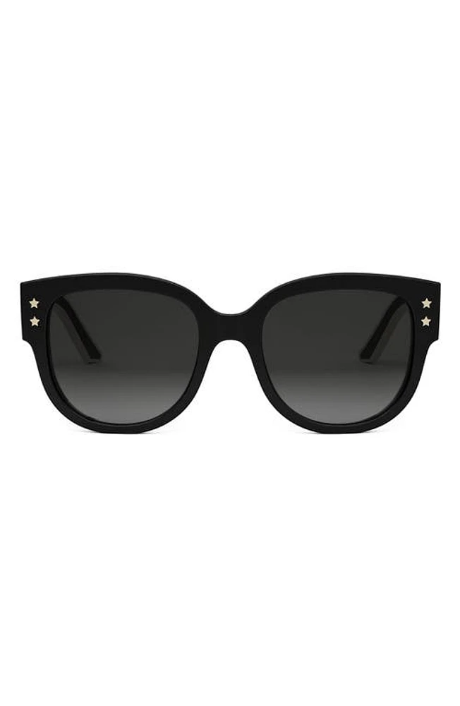 'DiorPacific B2I 54mm Butterfly Sunglasses in Shiny Black /Gradient Smoke at Nordstrom