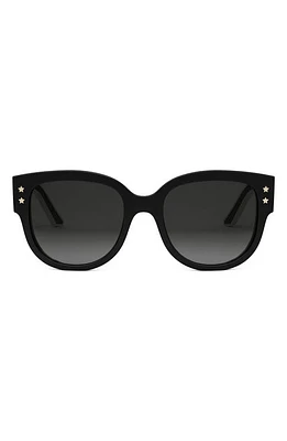 'DiorPacific B2I 54mm Butterfly Sunglasses in Shiny Black /Gradient Smoke at Nordstrom