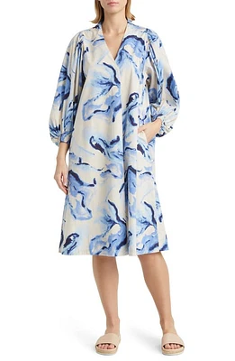 Masai Copenhagen Nalo Long Sleeve Cotton Shift Dress Powder Blue at Nordstrom,