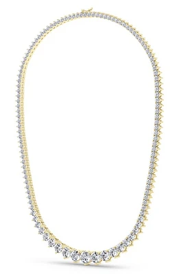 HauteCarat Graduated Lab Created Diamond Tennis Necklace in 14K Yellow Gold at Nordstrom, Size 17