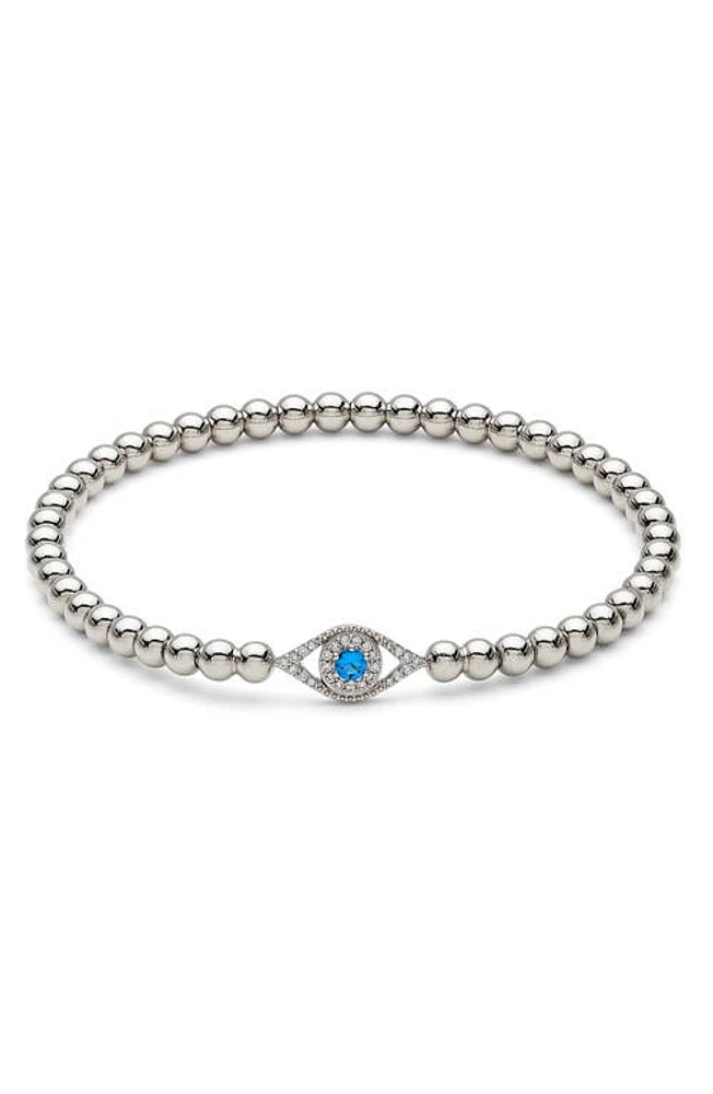 Nadri Evil Eye Beaded Stretch Bracelet in Rhodium at Nordstrom