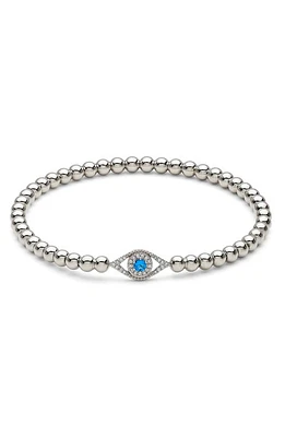 Nadri Evil Eye Beaded Stretch Bracelet in Rhodium at Nordstrom