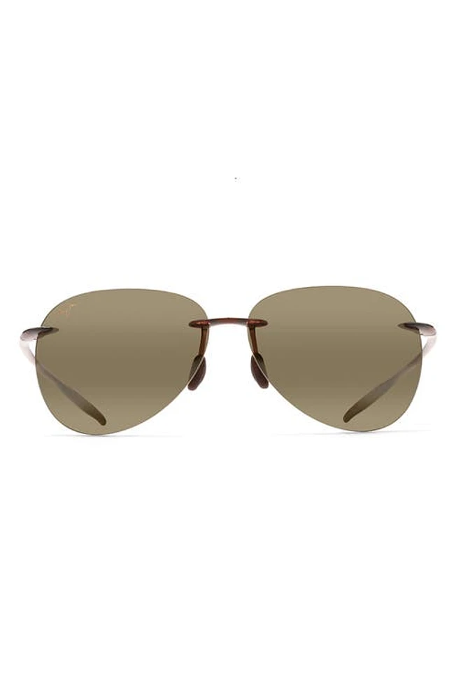 Maui Jim Sugar Beach 62mm Polarized Round Sunglasses in Rootbeer at Nordstrom