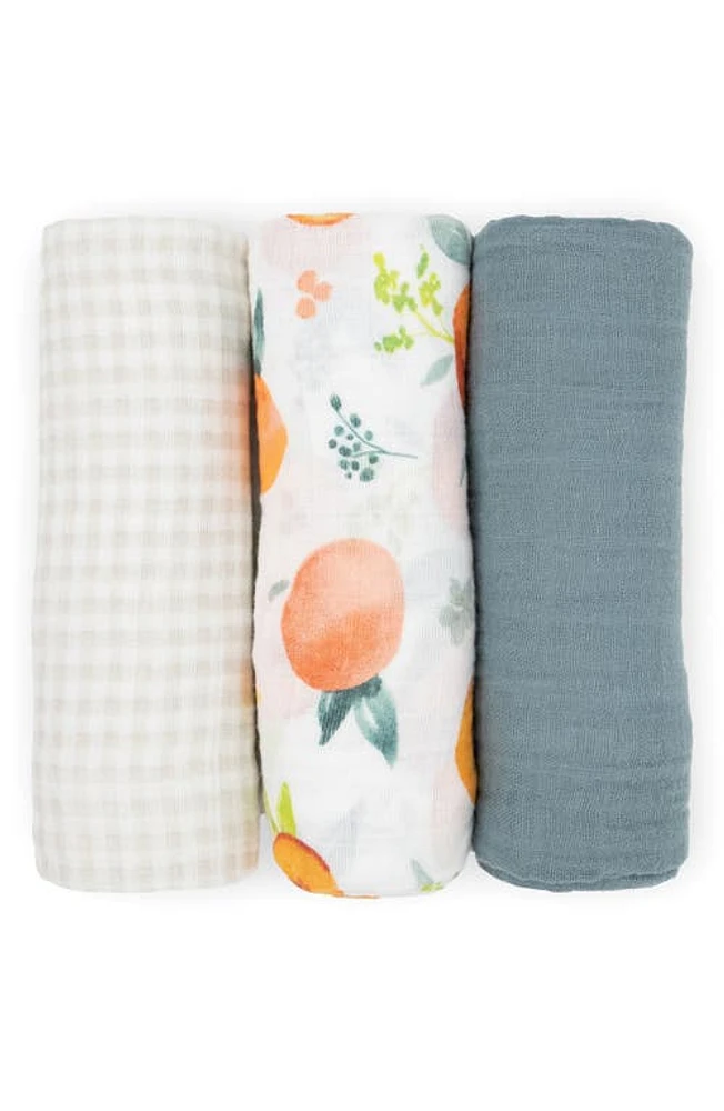 little unicorn 3-Pack Organic Cotton Muslin Swaddle Blankets in Georgia Peach 2 at Nordstrom