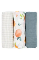 little unicorn 3-Pack Organic Cotton Muslin Swaddle Blankets in Georgia Peach 2 at Nordstrom