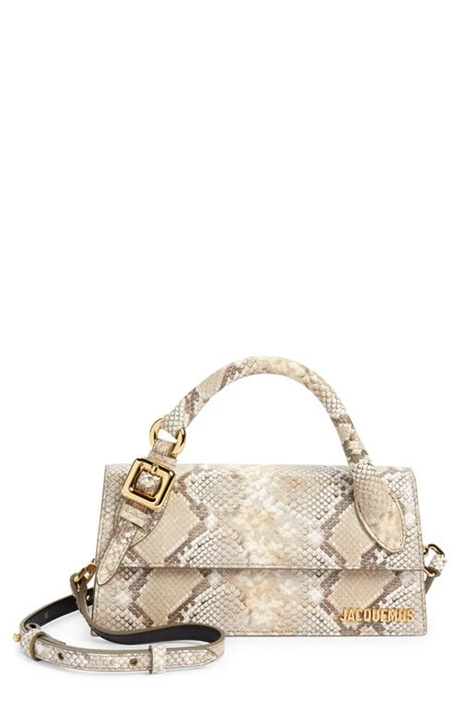 Jacquemus Le Chiquito Long Snake Embossed Leather Crossbody Bag in Beige 150 at Nordstrom