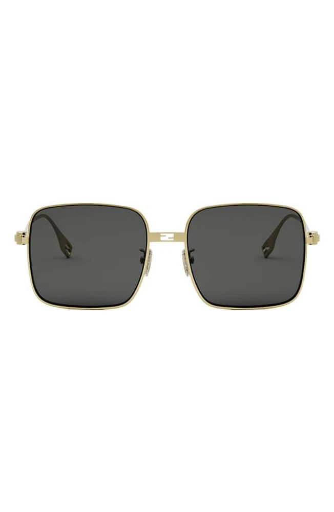 'Fendi Baguette 55mm Geometric Sunglasses in Shiny Endura Gold /Smoke at Nordstrom