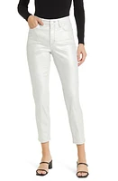 Tommy Bahama Metallic High Waist Ankle Skinny Jeans in White at Nordstrom, Size 16