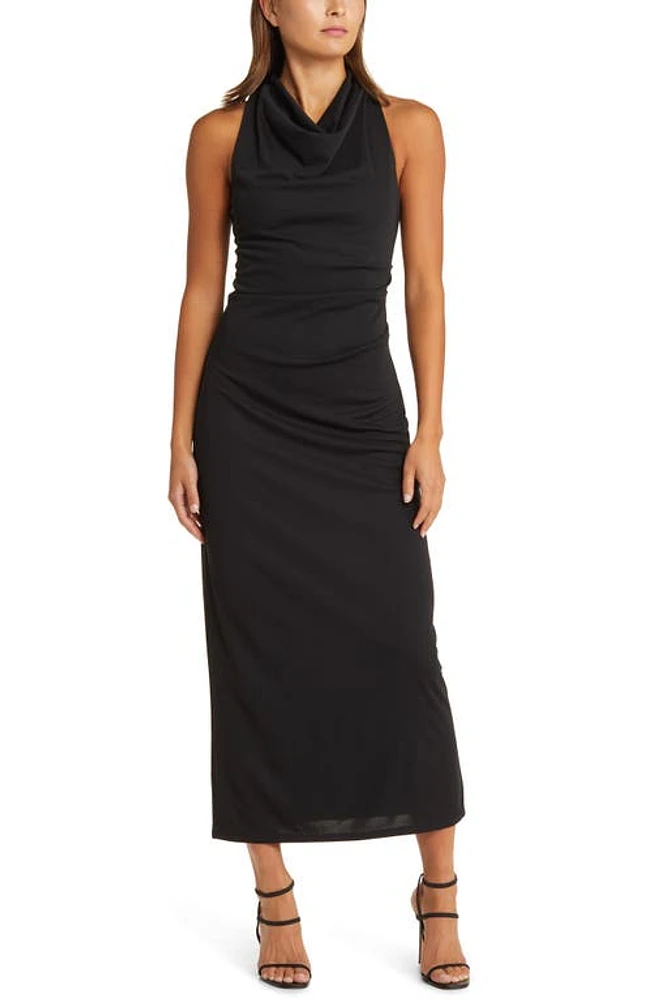 WAYF The Georgina Cowl Neck Gown Black at Nordstrom,