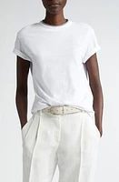 Brunello Cucinelli Monili Detail Cuff Sleeve T-Shirt in White at Nordstrom, Size Medium