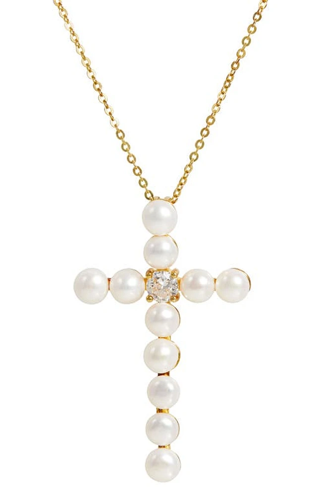 SAVVY CIE JEWELS Freshwater Pearl Pendant Necklace in Yellow at Nordstrom