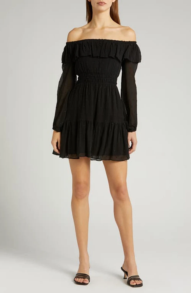 PAIGE Seine Off the Shoulder Silk Dress Black at Nordstrom,