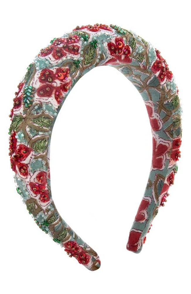 Deepa Gurnani Harlow Beaded Padded Headband in Green at Nordstrom