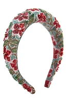 Deepa Gurnani Harlow Beaded Padded Headband in Green at Nordstrom