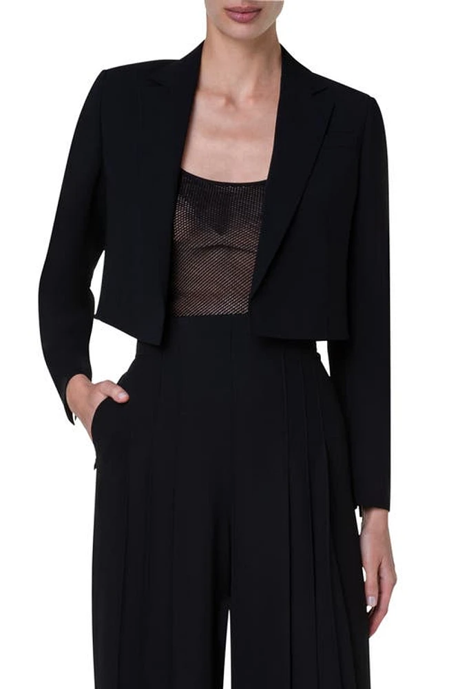 Akris Gian Open Front Double Face Crop Jacket Black at Nordstrom,