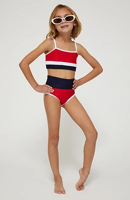 Beach Riot Kids' Little Eva & Emmie Two-Piece Swimsuit Americana Colorblock at Nordstrom,