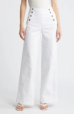 FRAME Sailor High Waist Wide Leg Jeans White at Nordstrom,