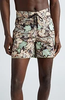 STOCKHOLM SURFBOARD CLUB Bernie Airbrush Leaf Print Ripstop Swim Trunks at Nordstrom,