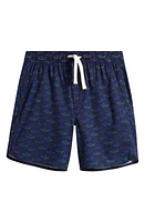 Fair Harbor Kids' Anchor Swim Trunks Navy Neon Sharks at