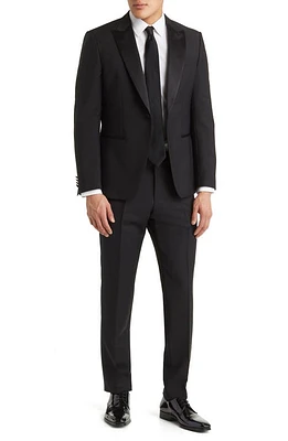 BOSS Huge Solid Wool & Mohair Tuxedo in Black at Nordstrom, Size 44Regular