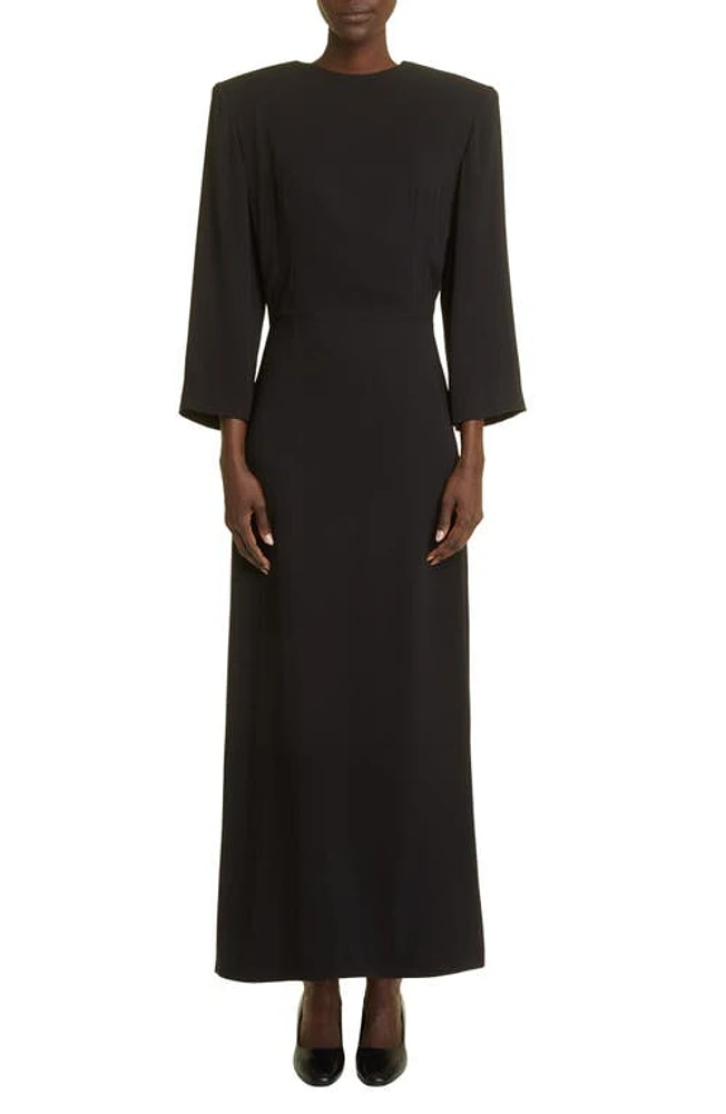 The Row Jery Square Shoulder Silk Dress Black at Nordstrom,