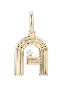 Adina Reyter Groovy Initial Diamond Pendant Charm in Yellow Gold