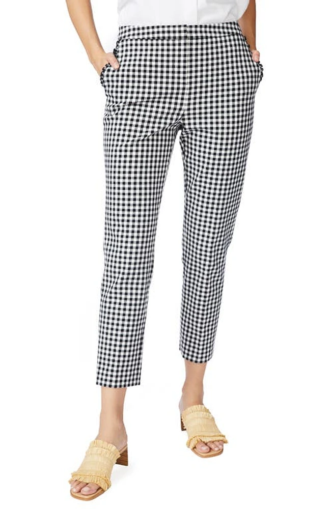 Court & Rowe Slim Leg Stretch Gingham Pants in Rich Black at Nordstrom, Size 14