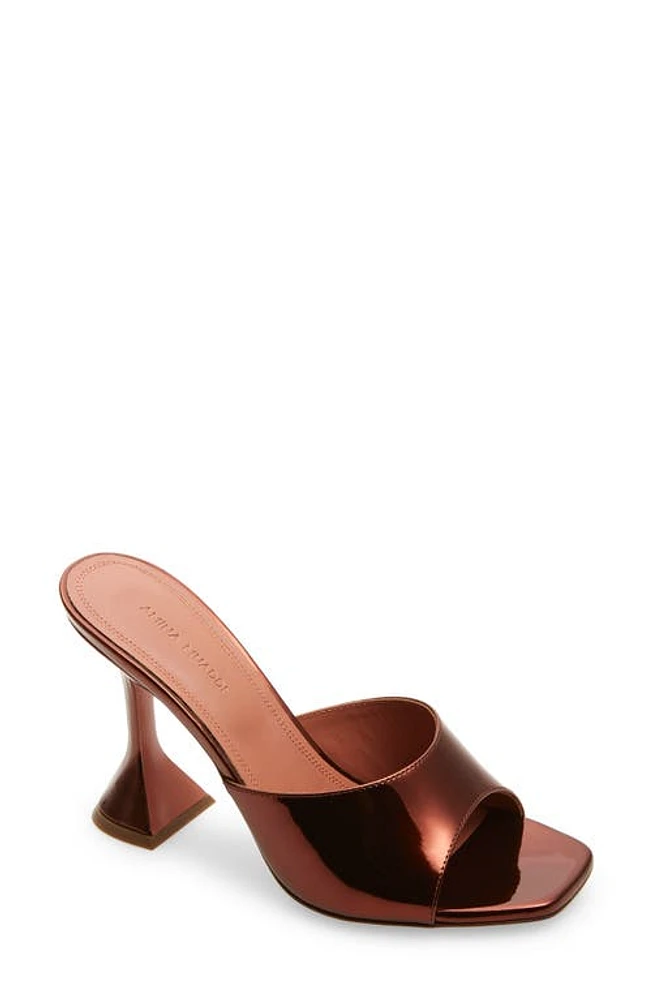 Amina Muaddi Lupita Metallic Slide Sandal Mirror Brown at Nordstrom,