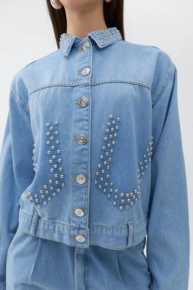 Nocturne Studded Jean Jacket in Blue at Nordstrom